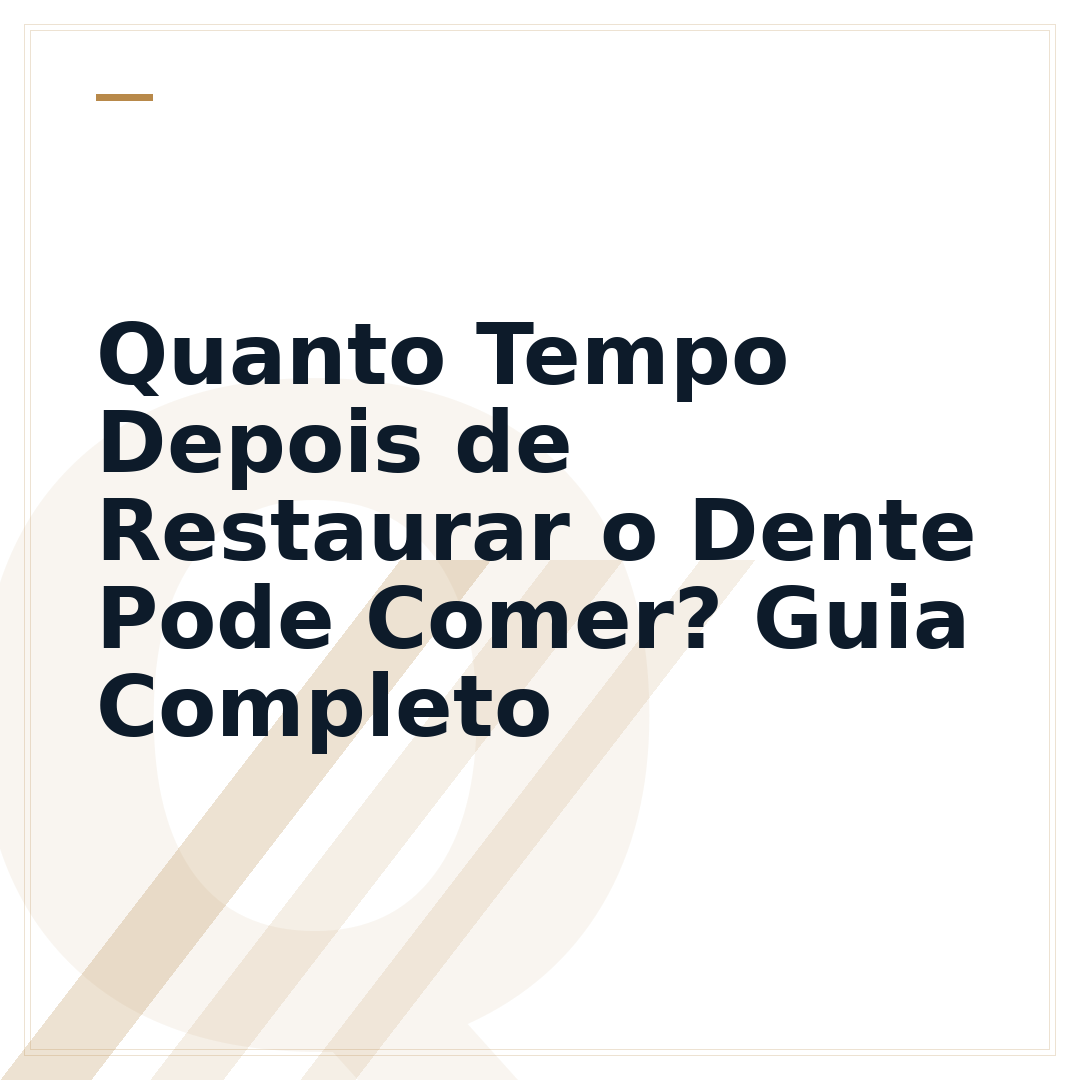 Quanto Tempo Depois de Restaurar o Dente Pode Comer? Guia Completo